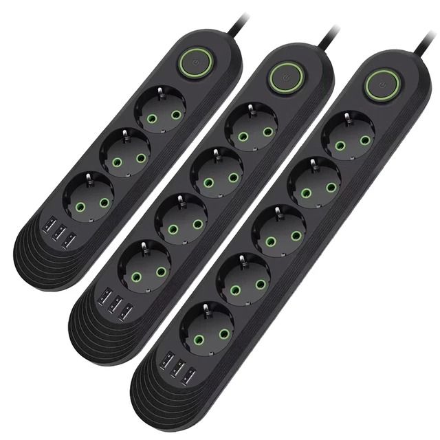 2500W Power Strip with AC Outlet  USB Ports Multiprise Extension Cord Fast Charging  Surge Prote