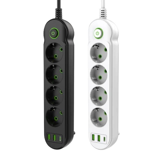 2500W Power Strip with AC Outlet & USB Ports, Multiprise Extension Cord, Fast Charging & Surge Protection