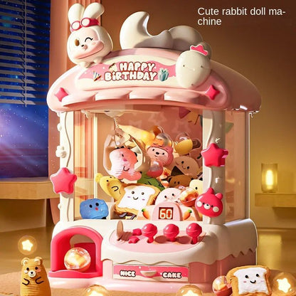 Big Cartoon Rabbit Automatic Doll Machine Toy for Kids, Coin Operated Claw Crane Game with Music & Lights