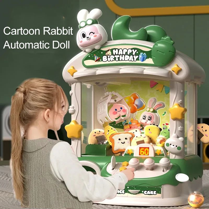 Big Cartoon Rabbit Automatic Doll Machine Toy For Kids Coin Operated Claw Crane Game With Music  Li 1