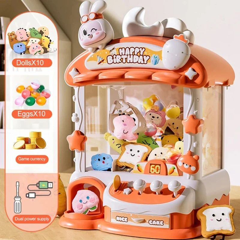 Big Cartoon Rabbit Automatic Doll Machine Toy For Kids Coin Operated Claw Crane Game With Music  Li 2