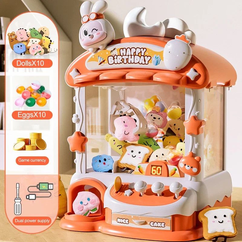 Big Cartoon Rabbit Automatic Doll Machine Toy For Kids Coin Operated Claw Crane Game With Music  Li 4