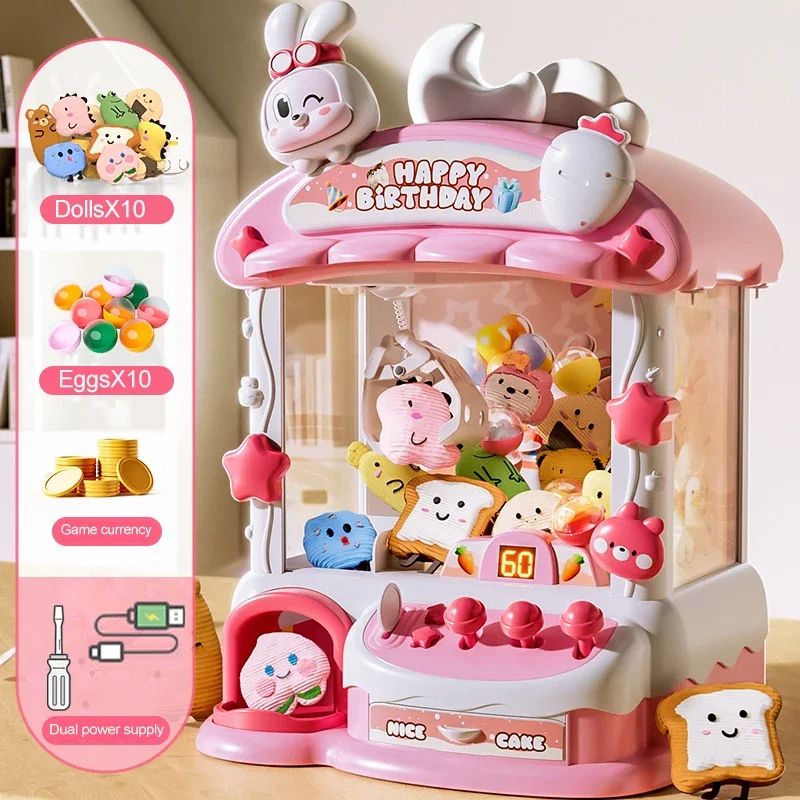 Big Cartoon Rabbit Automatic Doll Machine Toy For Kids Coin Operated Claw Crane Game With Music  Li 5