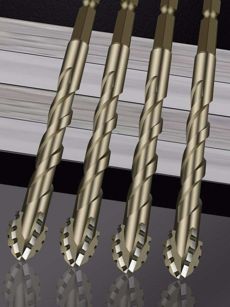 High-Four-Edged Serrated Eccentric Drill Bit, Dry Drilling for Ceramic Tiles, Glass, Marble & Concrete