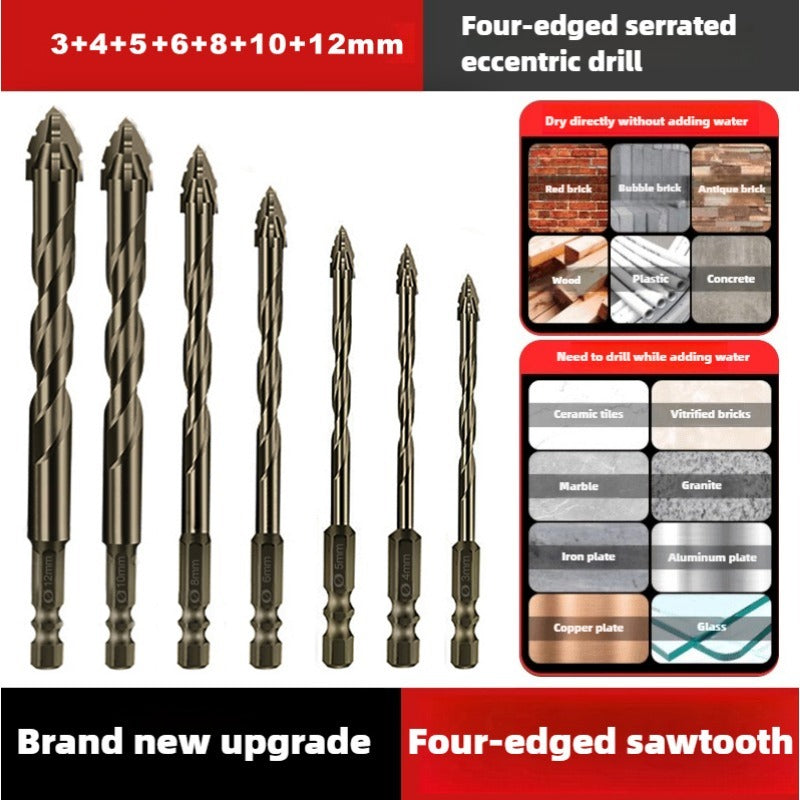 HighFourEdged Serrated Eccentric Drill Bit Dry Drilling For Ceramic Tiles Glass Marble  Concrete 1