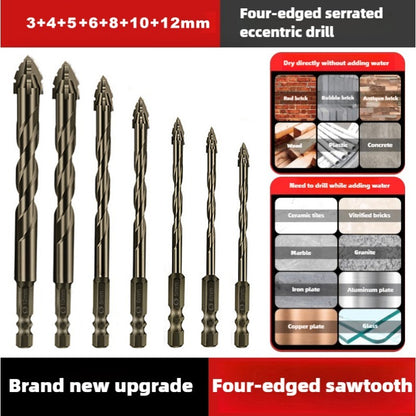 HighFourEdged Serrated Eccentric Drill Bit Dry Drilling For Ceramic Tiles Glass Marble  Concrete 1