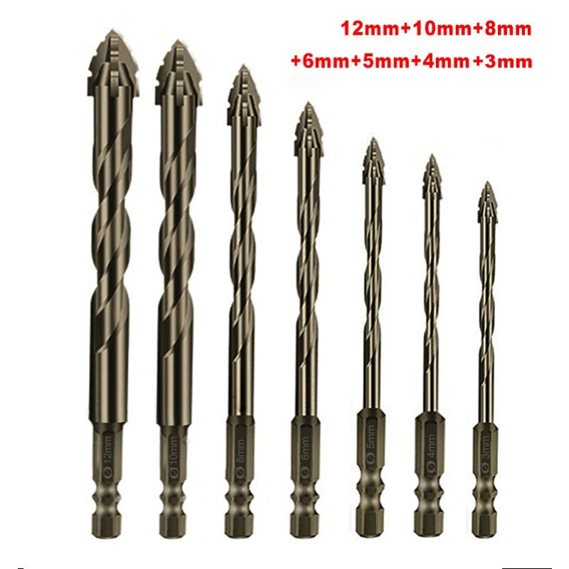 HighFourEdged Serrated Eccentric Drill Bit Dry Drilling For Ceramic Tiles Glass Marble  Concrete 10