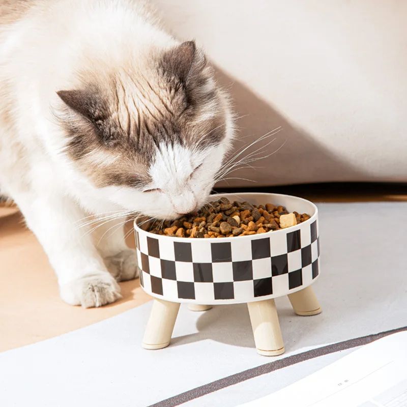 Anti Knock Pet Bowl HighFooted Dog Proof Large Capacity Plastic Cat Food Bowl 1