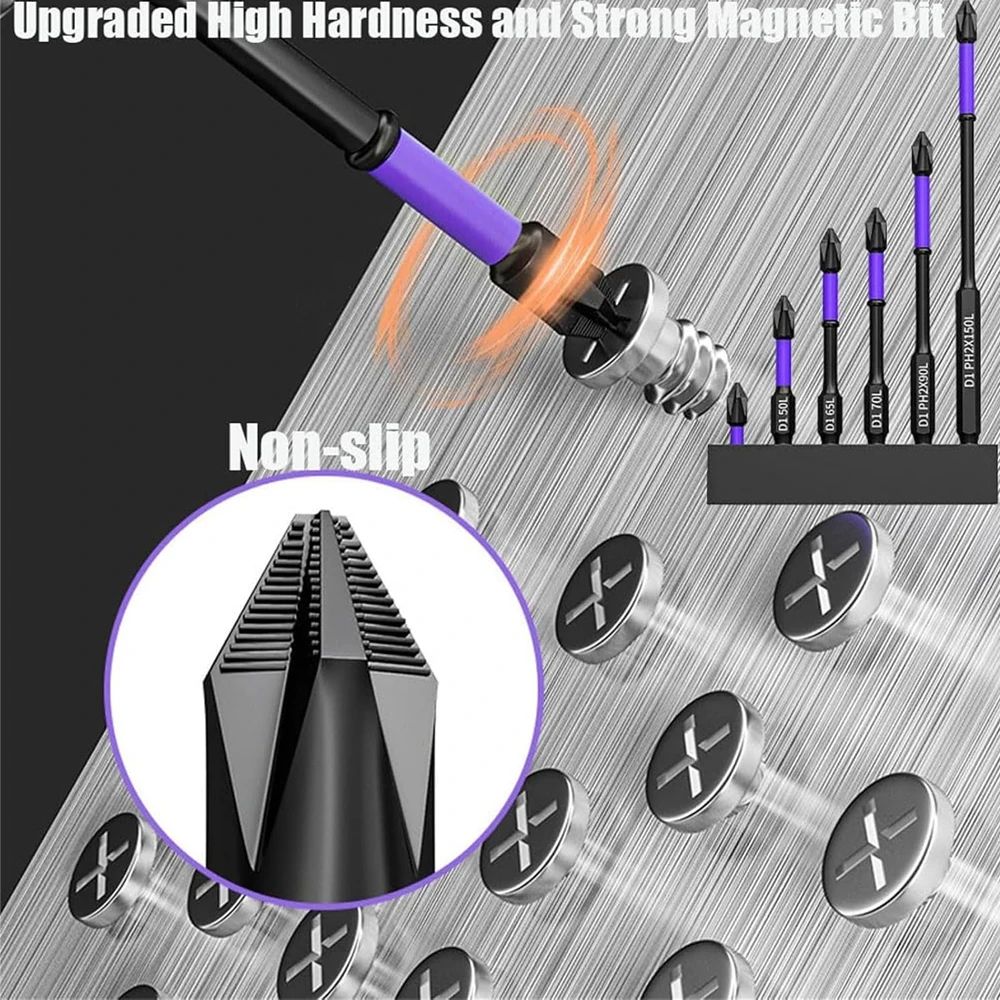 Magnetic Screwdriver Bits Set Shockproof NonSlip Phillips Impact Bits Hex Shank Alloy Steel Bits Fo