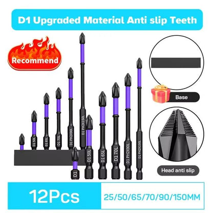 Magnetic Screwdriver Bits Set Shockproof NonSlip Phillips Impact Bits Hex Shank Alloy Steel Bits Fo