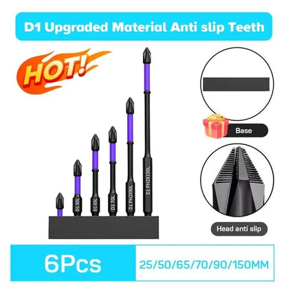 Magnetic Screwdriver Bits Set Shockproof NonSlip Phillips Impact Bits Hex Shank Alloy Steel Bits Fo
