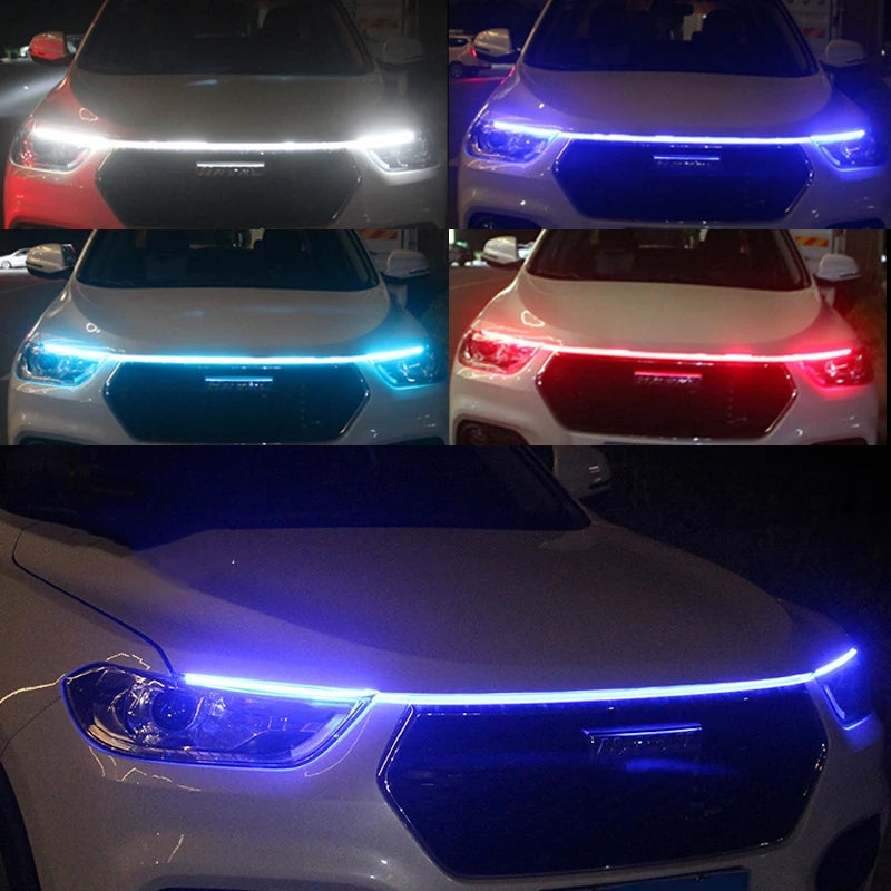 12V 3000LM LED Daytime Running Light, DRL Scan Starting Car Hood Decorative Lights, IP68 Waterproof, Cuttable Strip
