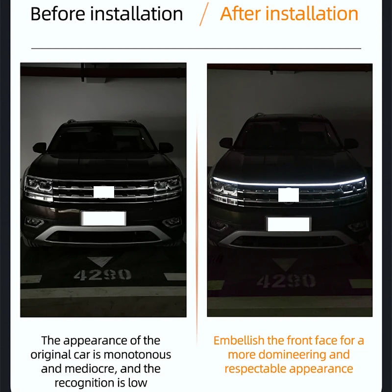 12V 3000LM LED Daytime Running Light DRL Scan Starting Car Hood Decorative Lights IP68 Waterproof C 3