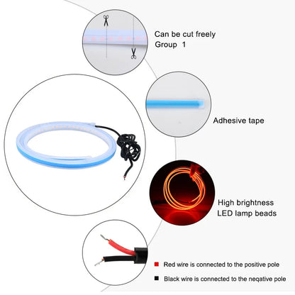 12V 3000LM LED Daytime Running Light DRL Scan Starting Car Hood Decorative Lights IP68 Waterproof C 5