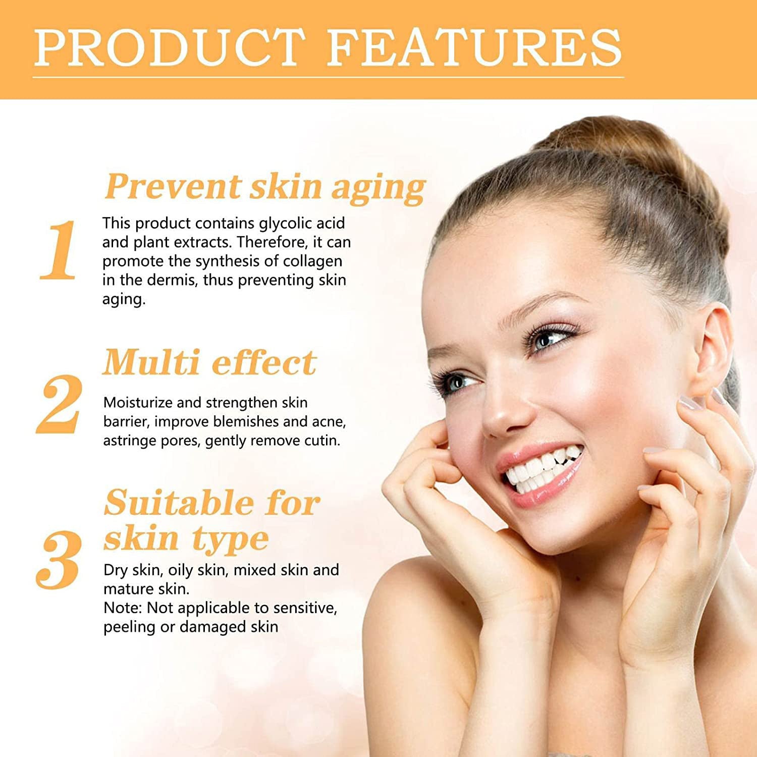 Glycolic Acid 7% Toning Solution Acne Treatment & Skin Rejuvenating Lotion for Moisturizing