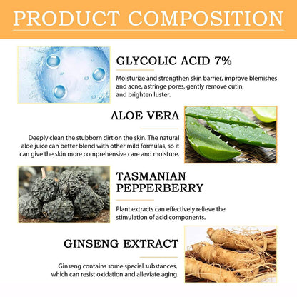 Glycolic Acid 7% Toning Solution Acne Treatment & Skin Rejuvenating Lotion for Moisturizing