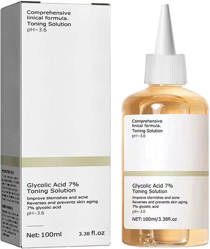 Glycolic Acid 7% Toning Solution Acne Treatment & Skin Rejuvenating Lotion for Moisturizing
