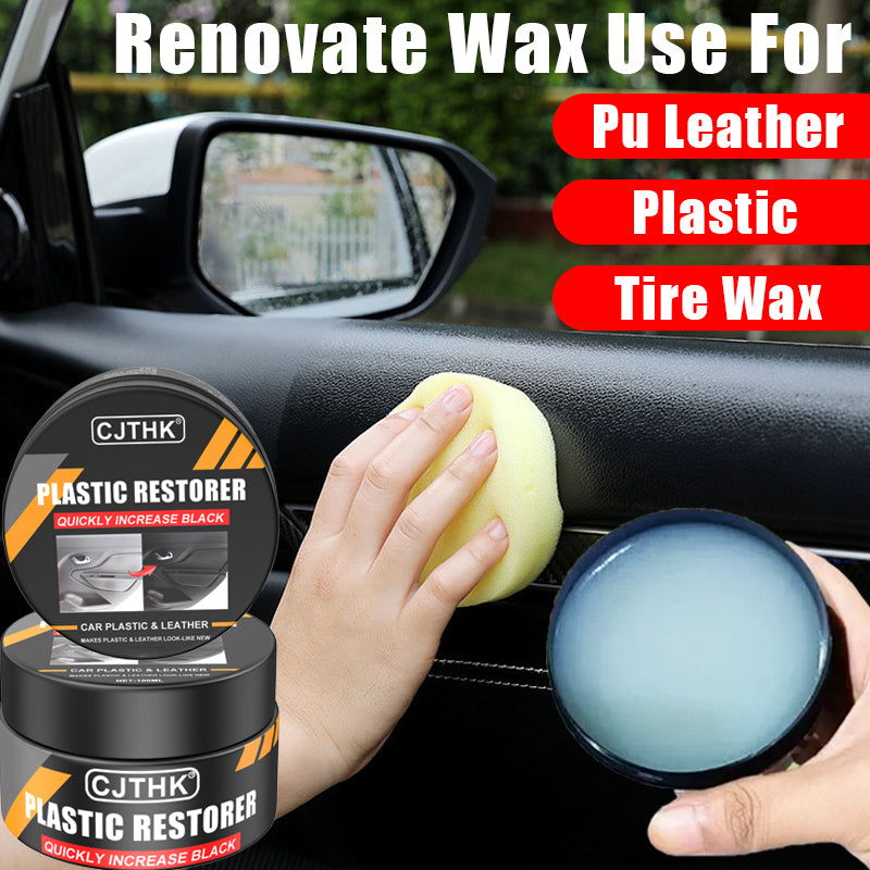 Car Plastic Restorer Crystal Clear, Auto Interior Leather & Panel Renewal Wax for Back to Black Gloss