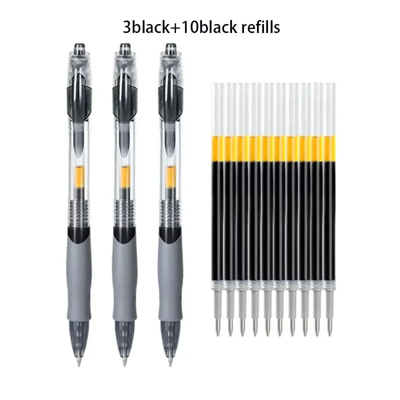 Retractable Gel Pens Set Smooth Black Red  Blue Ink Ballpoint Pens for Writing Office  School S