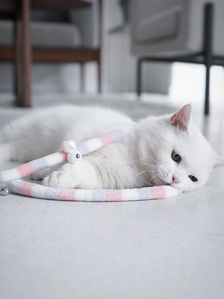 Funny Caterpillar Cat Toy Feather Wand Velvet Caterpillar Rod Toy For Aggressive Cats Colorful Pet  3