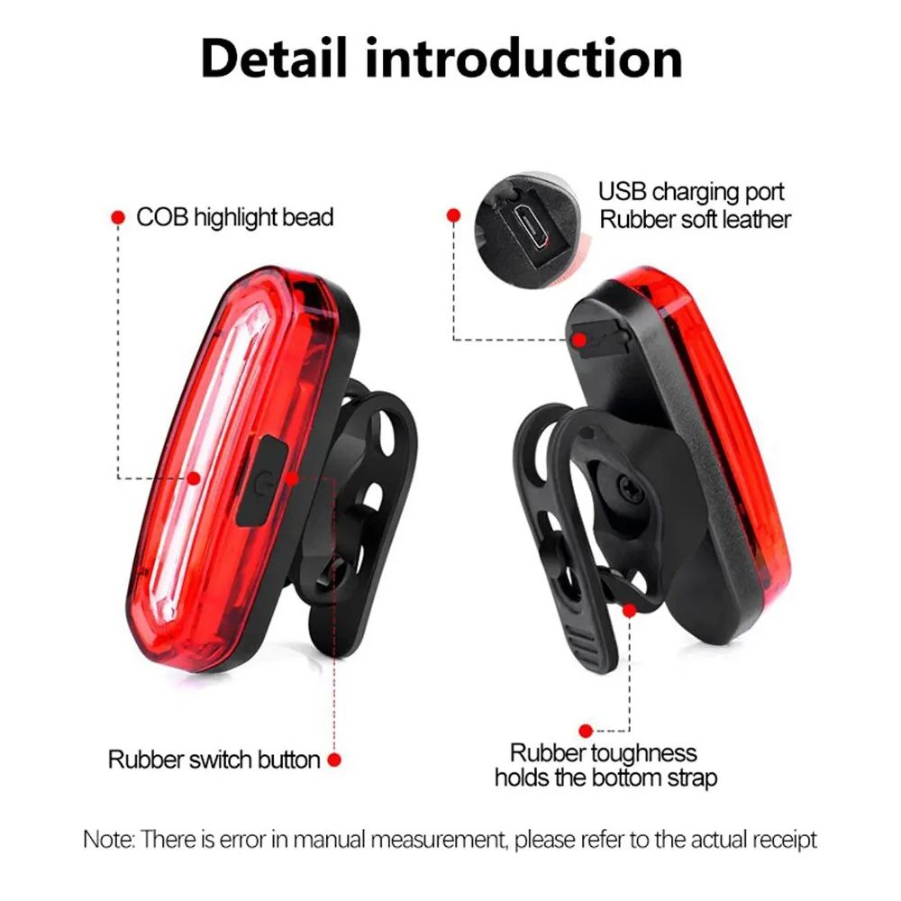 USB Rechargeable LED Bicycle Taillight 200 Lumen Red Rear Light For MTB And Road Bikes Waterproof C 5