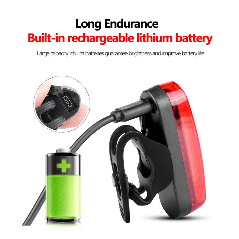 USB Rechargeable LED Bicycle Taillight 200 Lumen Red Rear Light For MTB And Road Bikes Waterproof C 4
