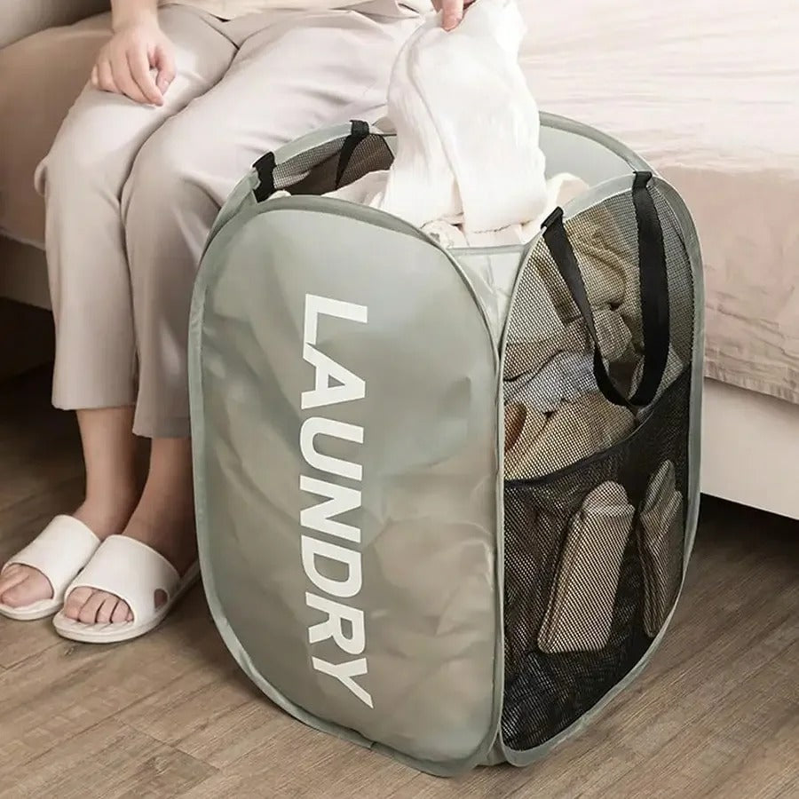 Foldable Laundry Basket Large Capacity Dirty Clothes Storage  Portable Hamper Bag 2
