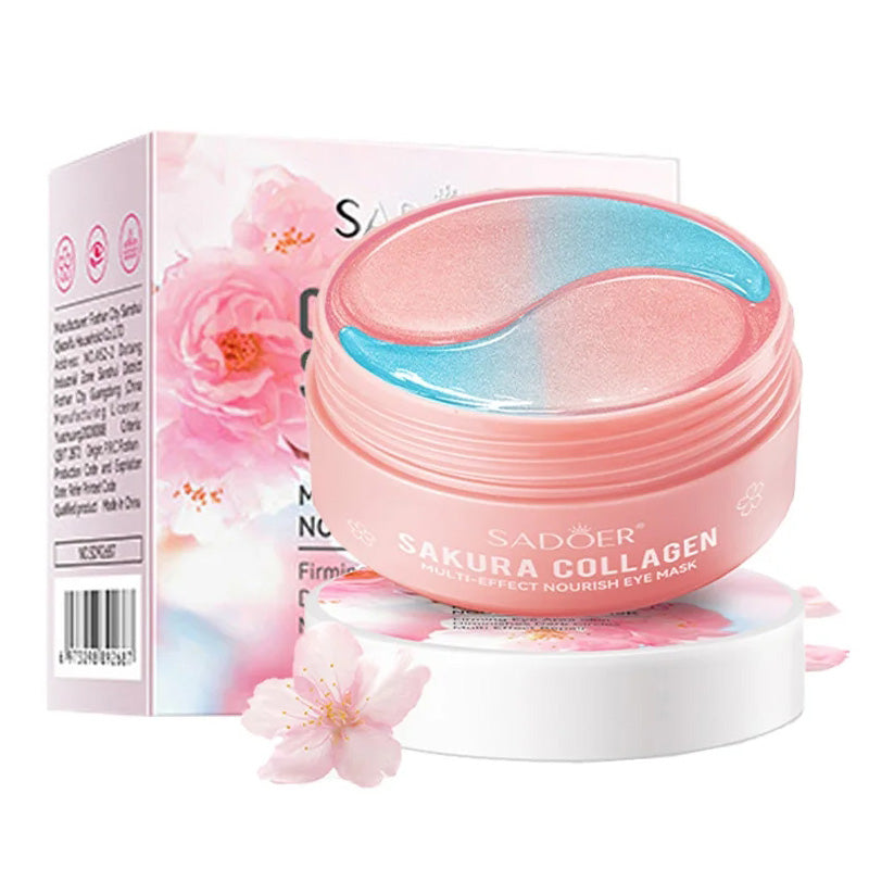 Anti Dark Circle Eye Mask, Sakura Collagen Infused Eye Patches for Bags Removal, Hydration & Skin Firming, Treatment