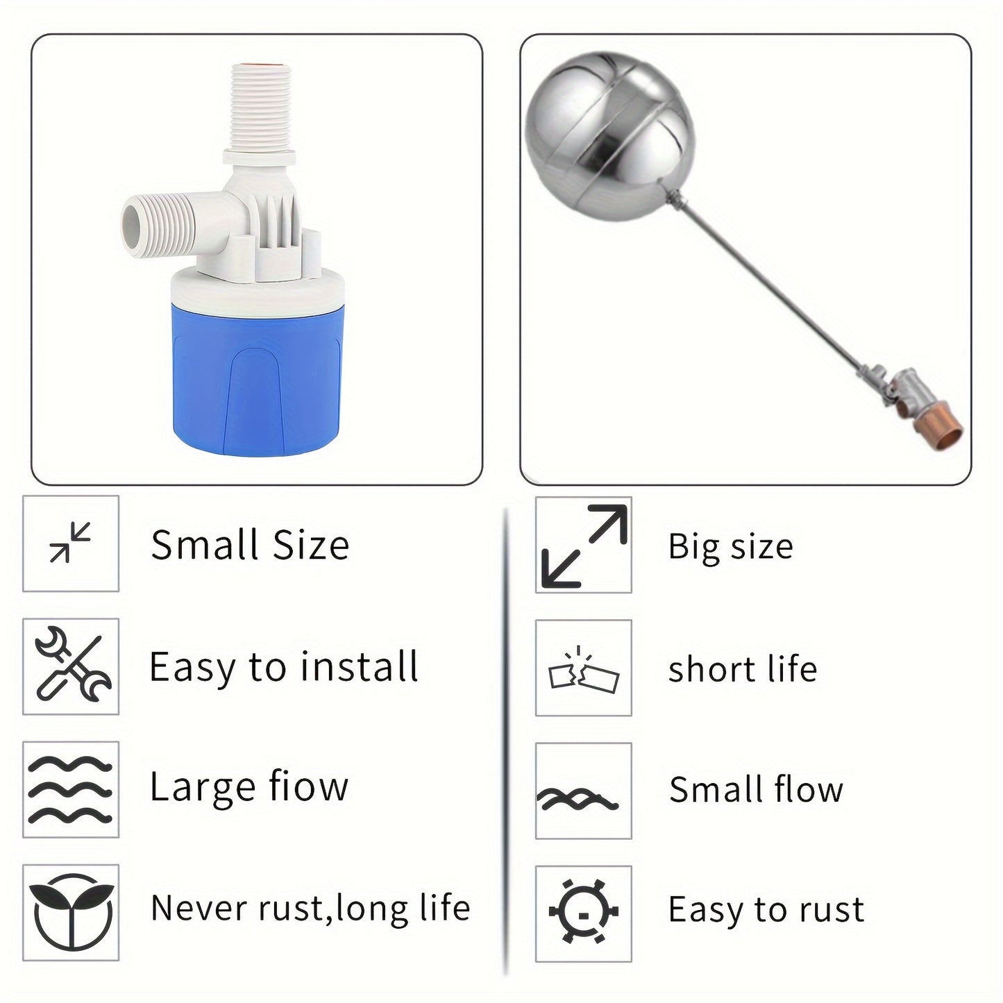 Automatic Water Level Switch & Sensor Self-Closing Float Valve for Water Tanks