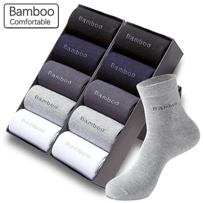 Men's Bamboo Fiber Crew Socks, Breathable, Anti-Bacterial, Ideal for Business & Casual Wear