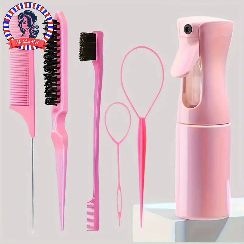 Professional Hair Brush Set Salon Hair Brush Kit for Women with Spray Bottle & Edge Control Comb