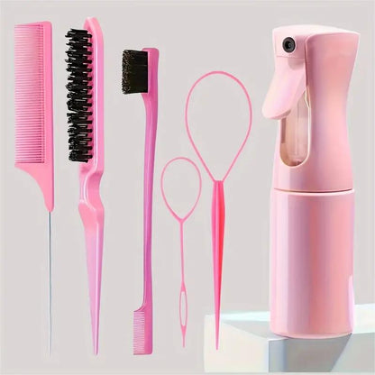 Professional Hair Brush Set Salon Hair Brush Kit for Women with Spray Bottle & Edge Control Comb