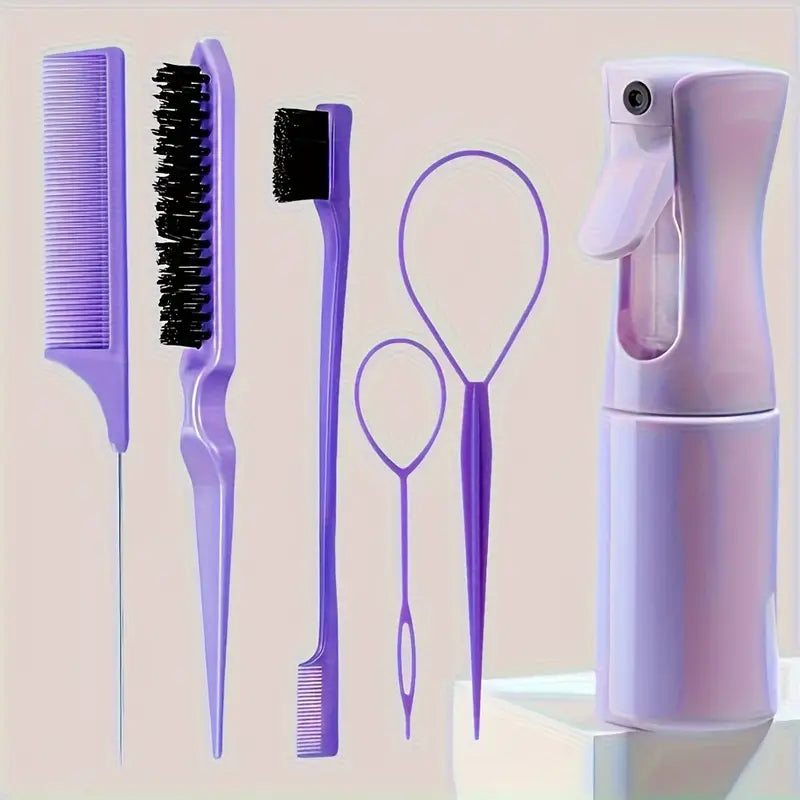 Professional Hair Brush Set Salon Hair Brush Kit for Women with Spray Bottle & Edge Control Comb
