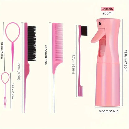 Professional Hair Brush Set Salon Hair Brush Kit for Women with Spray Bottle & Edge Control Comb