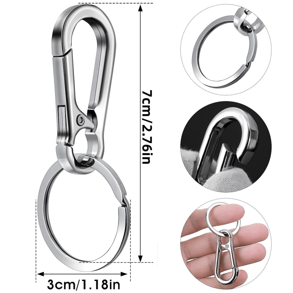 Premium Metal Carabiner Clip Keychain Durable Key Ring Holder For Keys Organizer  Hook 4