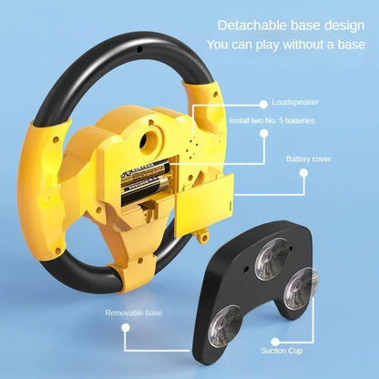 Kids Copilot Steering Wheel Toy  Musical Stroller Attachment for Toddlers with Realistic Horn  Eng