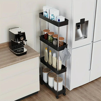 Bathroom Storage Rack With Wheels Rolling Utility Cart  MultiPurpose Corner Shelf Organizer 1