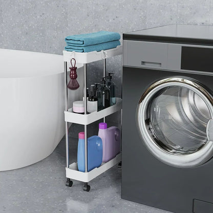 Bathroom Storage Rack With Wheels Rolling Utility Cart  MultiPurpose Corner Shelf Organizer 3