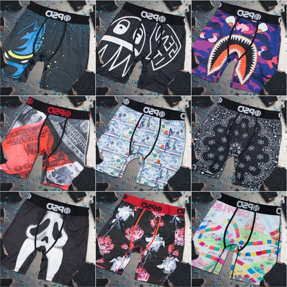 Sexy Men Boxer Underwear Plus Size, Breathable Mens Boxershorts, Fashion Printed Man Briefs Trunks Panties Underpants