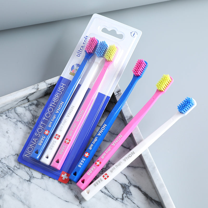 Nona Ultra-Soft Microfiber Toothbrush, Swiss-Style 5460 High Density for Gentle Cleaning & Gum Care