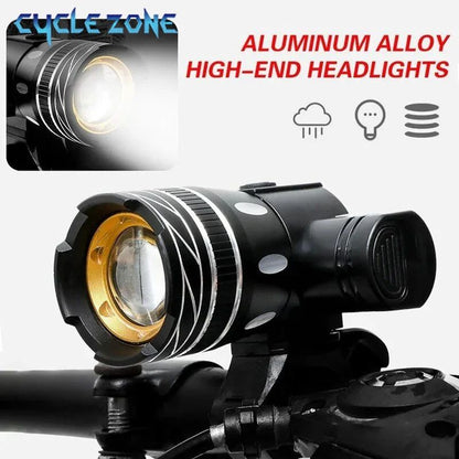 LED Bicycle Front Light USB Rechargeable Waterproof Bike Headlight With Adjustable Zoom Flashlight  1