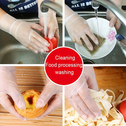 Disposable TPE Gloves 100Pack Latex Free  Powder Free Perfect For KitchenBathroom  CleaningDurable  3