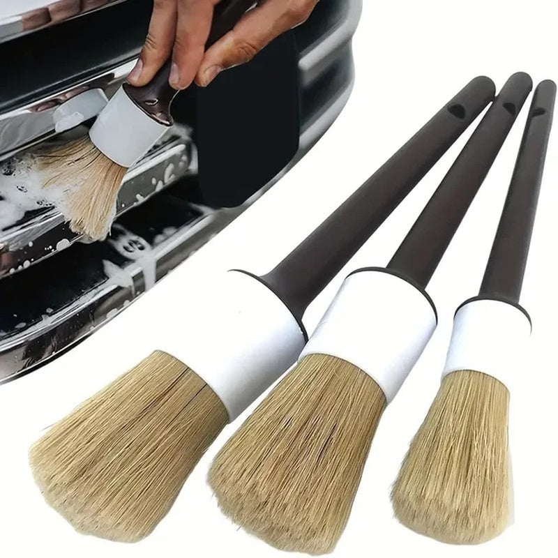 Premium Boar Hair Bristle Brushes Exterior  Interior Detail Brush For Car Cleaning  Auto Detailing 3