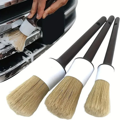Premium Boar Hair Bristle Brushes Exterior  Interior Detail Brush For Car Cleaning  Auto Detailing 3
