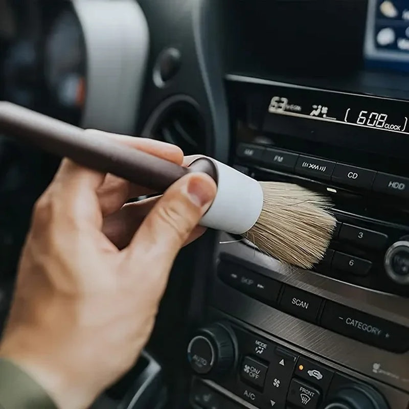 Premium Boar Hair Bristle Brushes, Exterior & Interior Detail Brush for Car Cleaning & Auto Detailing
