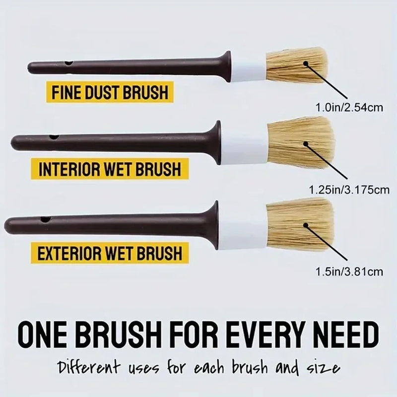 Premium Boar Hair Bristle Brushes Exterior  Interior Detail Brush For Car Cleaning  Auto Detailing 8