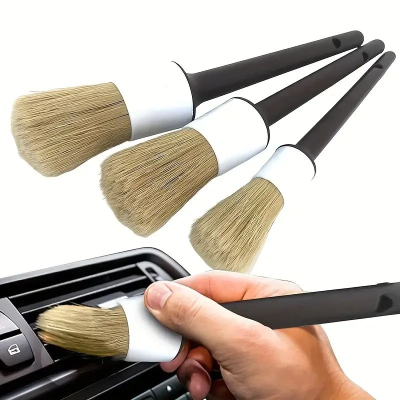 Premium Boar Hair Bristle Brushes Exterior  Interior Detail Brush For Car Cleaning  Auto Detailing 4