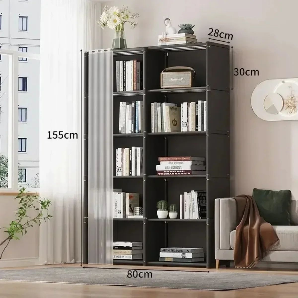 Dustproof Wardrobe High Capacity Partition Bookshelf  Bedroom Storage Cabinet 5