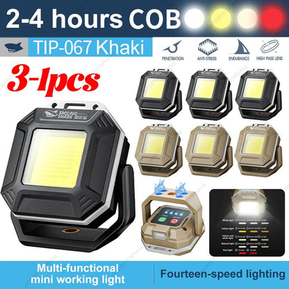 COB LED Work Light Rechargeable Waterproof Inspection Lamp with Magnetic Base, Emergency Light for Car Repair, Workshop