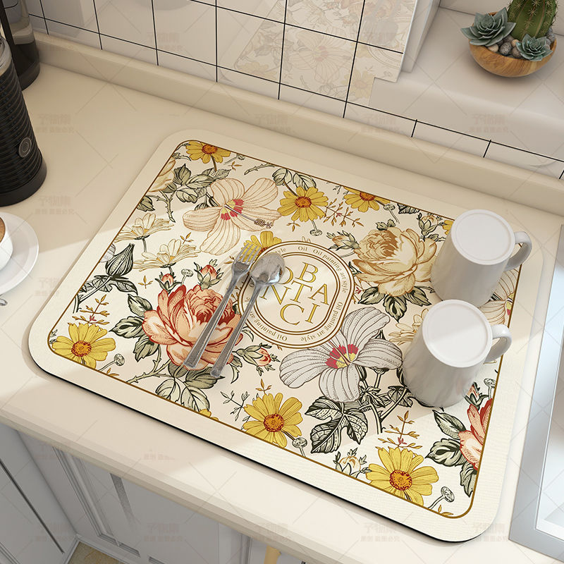 Super Absorbent Large Kitchen Absorbent Mat Antiskid Draining Coffee Dish Drying Mat Quick Dry Bath 14